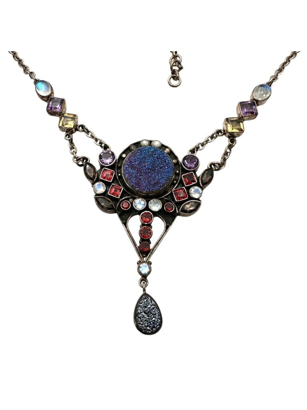 Nicky Butler Necklace Multi Gemstone Multicolor Sterling Silver 16 to 18 Inch